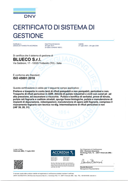 Certificato ISO 45001