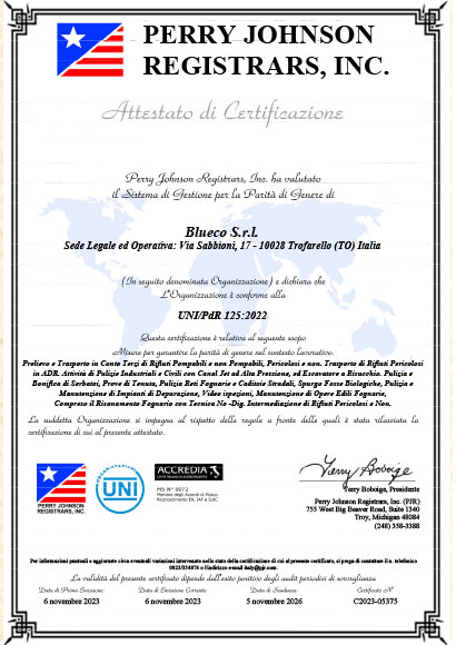 Certificato UNI PDR 125